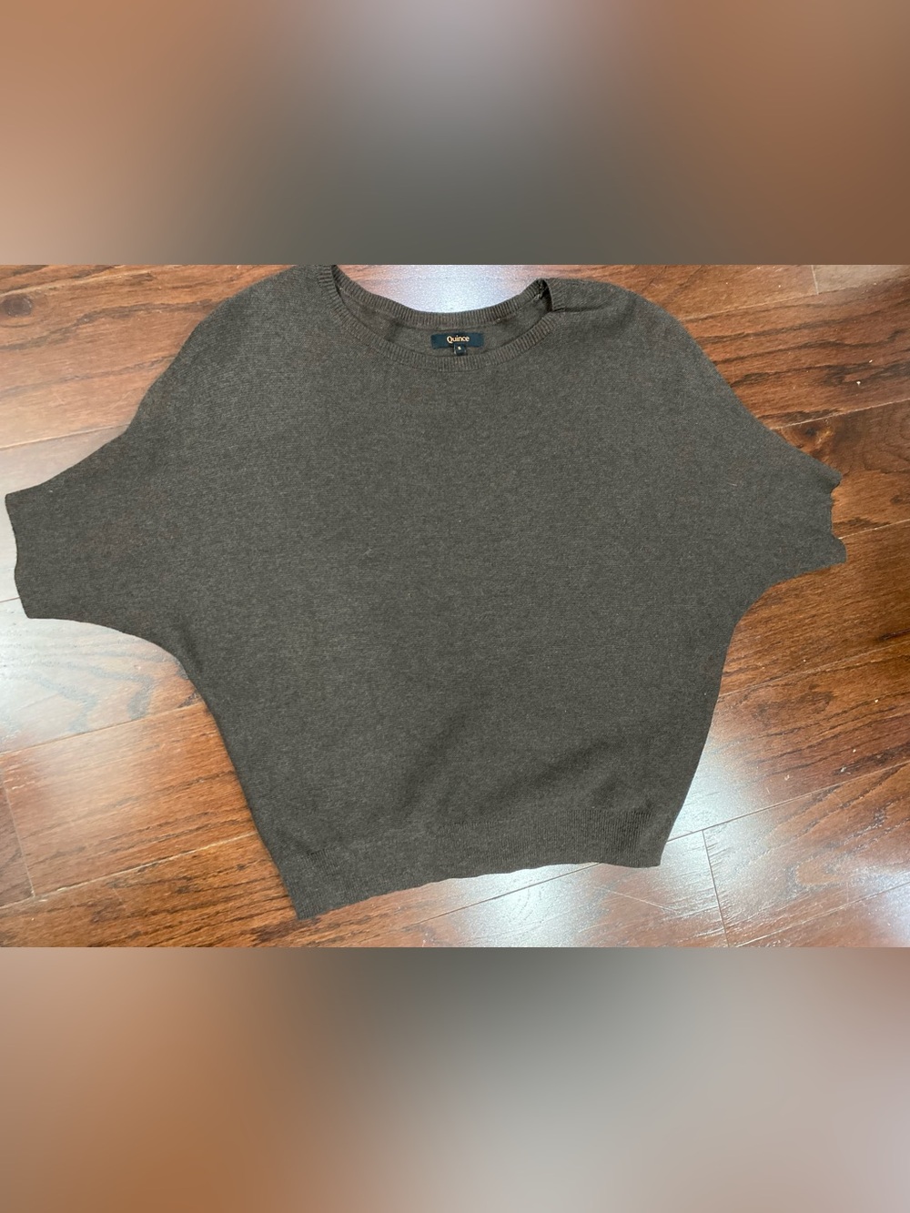 Quince Organic Cotton Blend Dolman Sleeve Brown Sweater Minimalist Capsule Top S